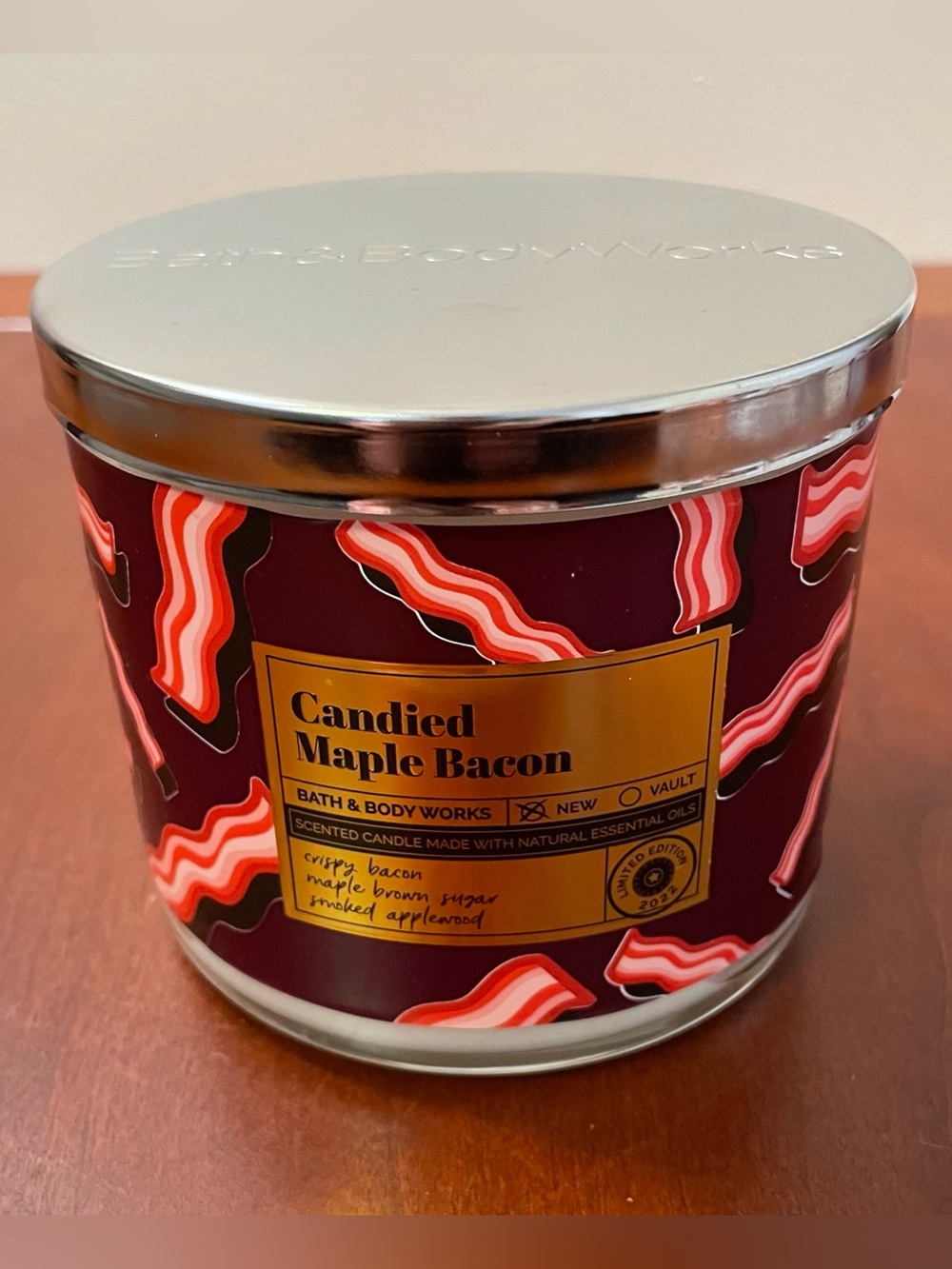BATH & BODY WORKS “CANDIED MAPLE BACON” 3-WICK CANDLE 14.5 oz Limited Ed. Food
